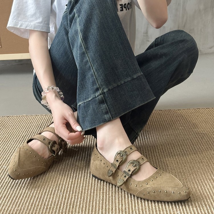 Cipele Mary Jane za žene s Velcro zatvaračem, PU gornji dio, gumena potplat, niski peta, korejski stil