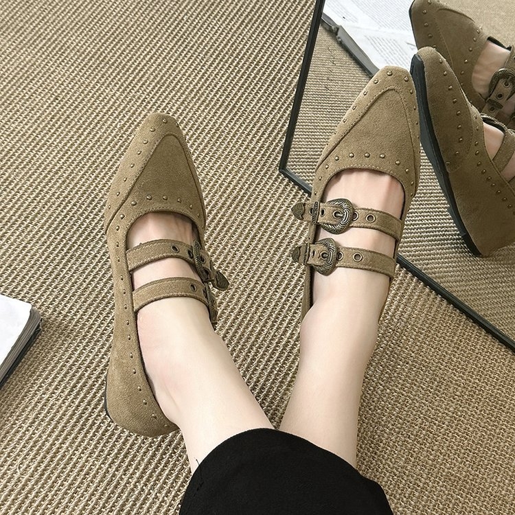 Cipele Mary Jane za žene s Velcro zatvaračem, PU gornji dio, gumena potplat, niski peta, korejski stil