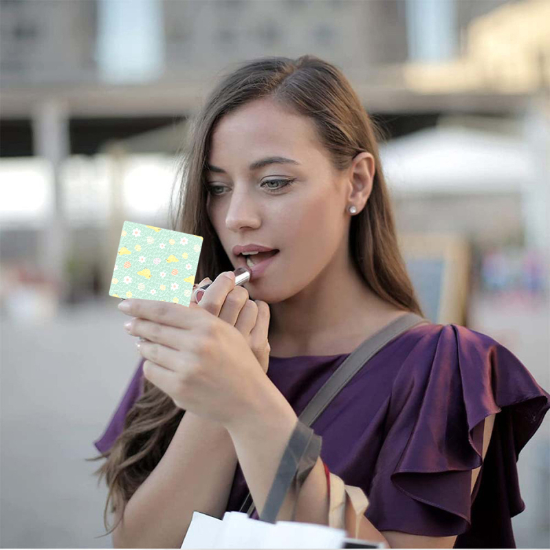 Salokāms grims spogulis ar dzīvnieku ziedu dizainu, pārnēsājams, PU ādas rāmis + nerūsējošais tērauds + PC + stikls