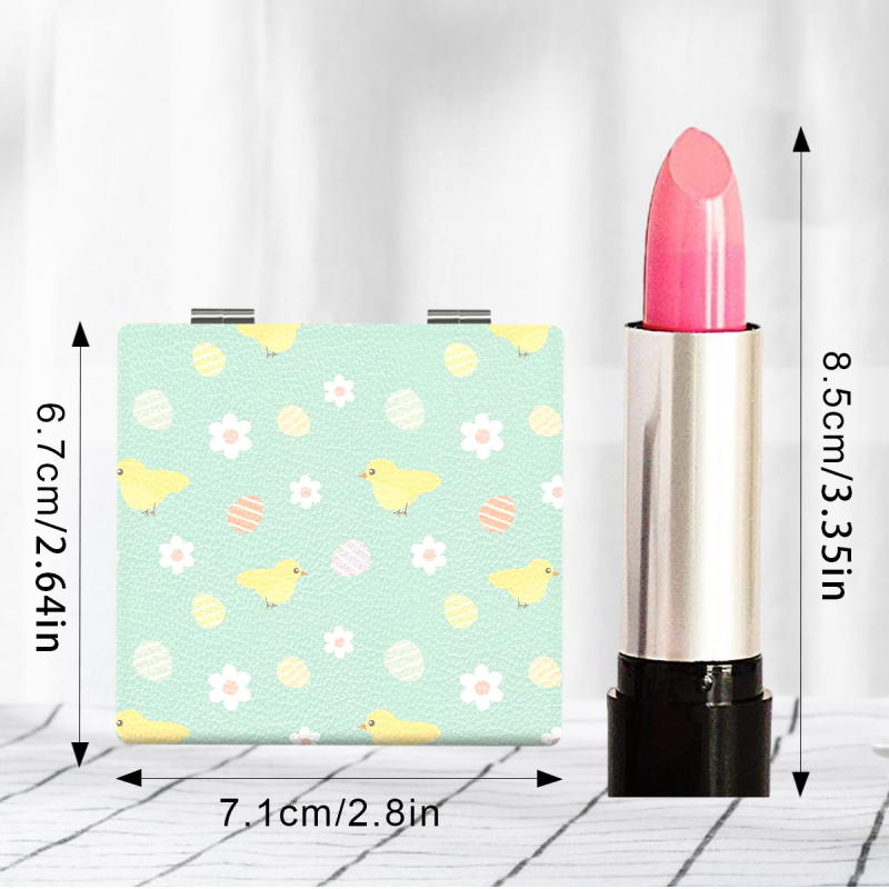 Salokāms grims spogulis ar dzīvnieku ziedu dizainu, pārnēsājams, PU ādas rāmis + nerūsējošais tērauds + PC + stikls