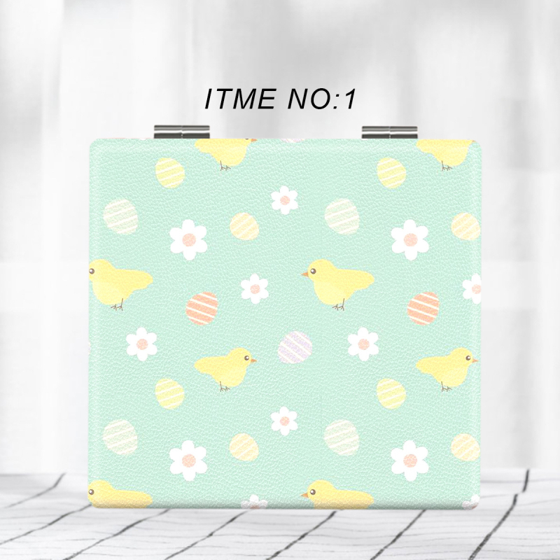 Salokāms grims spogulis ar dzīvnieku ziedu dizainu, pārnēsājams, PU ādas rāmis + nerūsējošais tērauds + PC + stikls