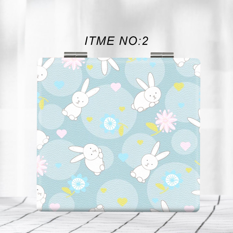 Salokāms grims spogulis ar dzīvnieku ziedu dizainu, pārnēsājams, PU ādas rāmis + nerūsējošais tērauds + PC + stikls