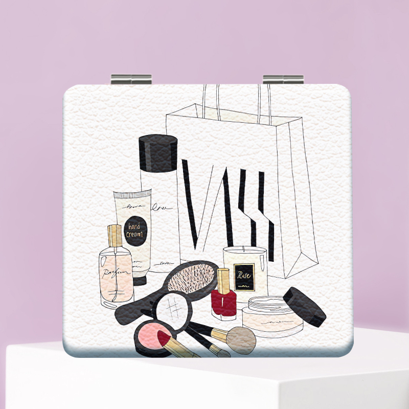 NND saliekamais grima spogulis - pārnēsājams, rāmis PU/PS/PVC, lēca PC stikls, logotipa drukāšana, pielāgojama