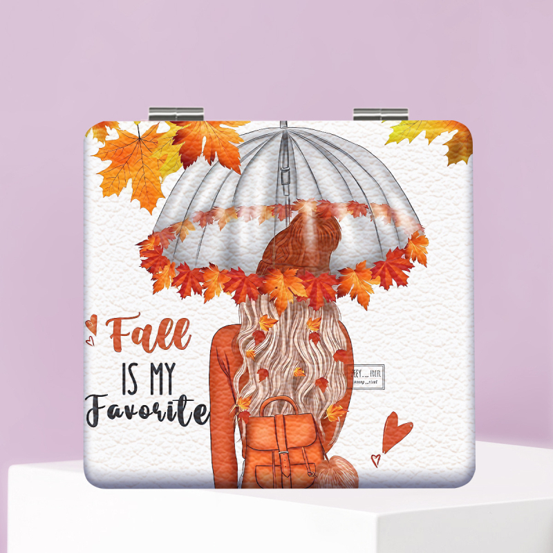 Saliekams kosmētikas spogulis, pārnēsājams kompakts dizains, PU ādas rāmis, PC stikla spogulis, logotipa drukāšana pieejama