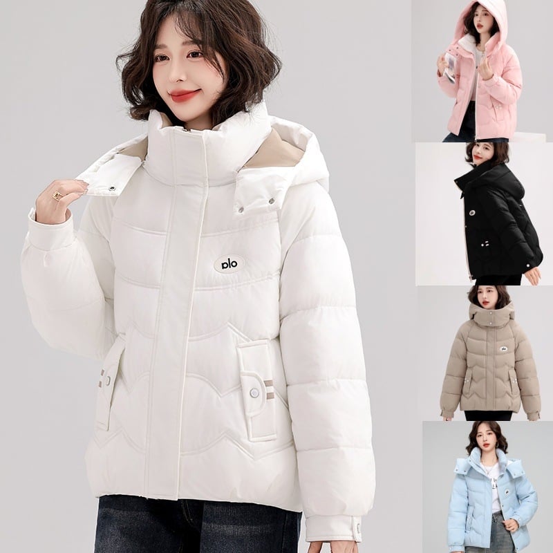 Ženski kaput s kapuljom od debelog pamuka, punjen svilenim-pamukom, tkanina poliester 95%+, standardna duljina