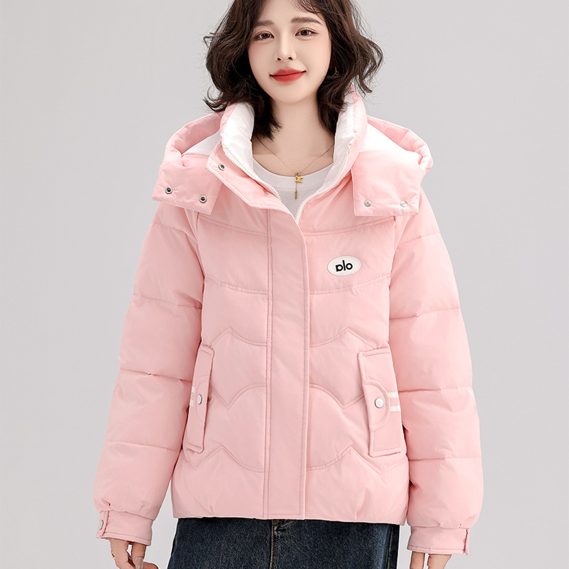 Ženski kaput s kapuljom od debelog pamuka, punjen svilenim-pamukom, tkanina poliester 95%+, standardna duljina