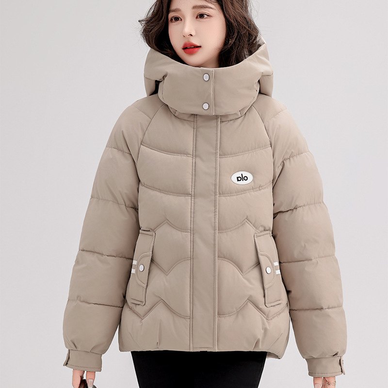 Ženski kaput s kapuljom od debelog pamuka, punjen svilenim-pamukom, tkanina poliester 95%+, standardna duljina