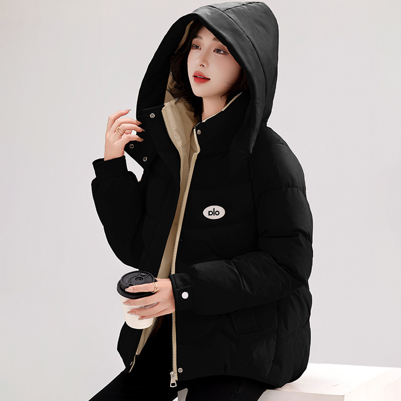 Ženski kaput s kapuljom od debelog pamuka, punjen svilenim-pamukom, tkanina poliester 95%+, standardna duljina