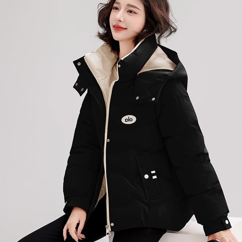 Ženski kaput s kapuljom od debelog pamuka, punjen svilenim-pamukom, tkanina poliester 95%+, standardna duljina