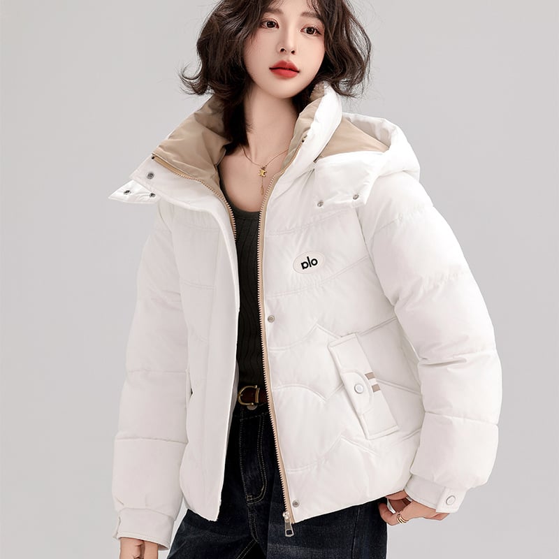 Ženski kaput s kapuljom od debelog pamuka, punjen svilenim-pamukom, tkanina poliester 95%+, standardna duljina