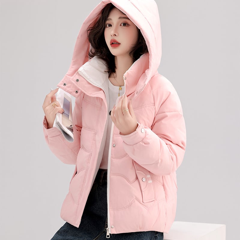 Ženski kaput s kapuljom od debelog pamuka, punjen svilenim-pamukom, tkanina poliester 95%+, standardna duljina