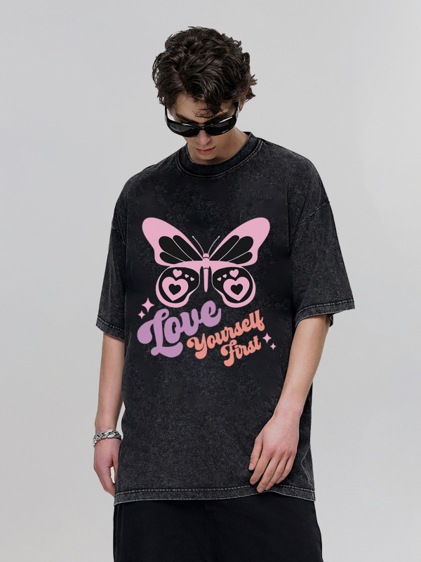 Unisex oversize T-krekls ar druku retro amerikāņu stilā, 96% combed kokvilna, apaļā kakla