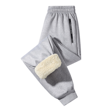 Ανδρικά θερμικά παντελόνια με φλίς επένδυση, σε χαλαρή γραμμή, μεσαία μέση, μίξη χημικών ινών, ήπια ελαστικότητα