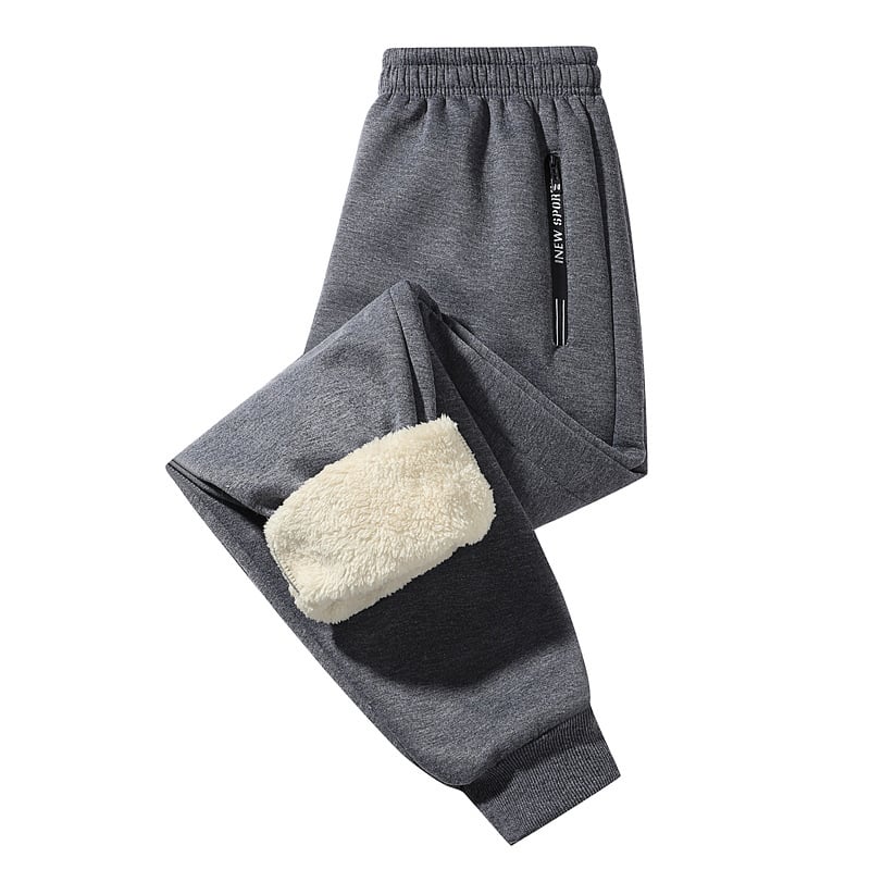 Muške termalne hlače od flisa, širokog kroja, srednji pojas, smjesa kemijskih vlakana, blaga elastičnost