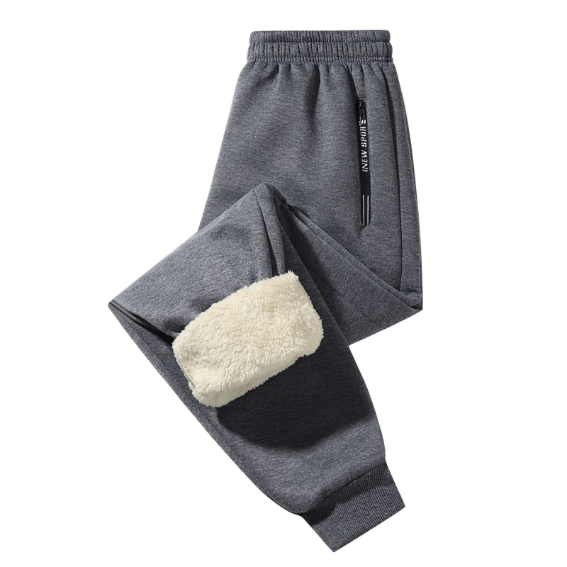 Muške termalne hlače od flisa, širokog kroja, srednji pojas, smjesa kemijskih vlakana, blaga elastičnost