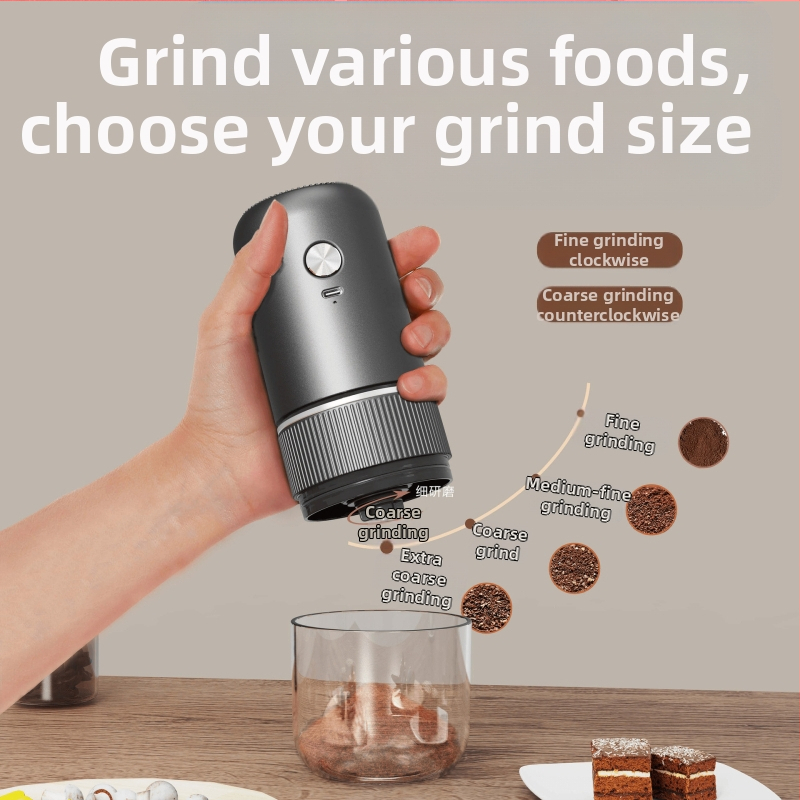 Електрическа кафемелачка за домашна употреба, компактна, презареждаща се, пластмасов корпус, тегло около 0,5 кг