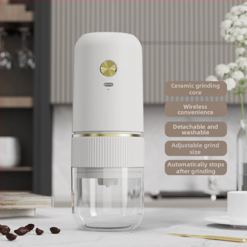 Măcinător electric de cafea pentru uz casnic, compact, reîncărcabil, corp din plastic, greutate 0,5 kg