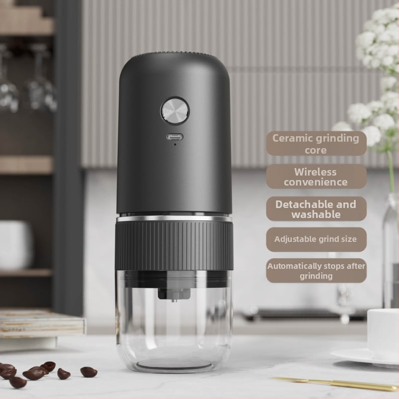 Măcinător electric de cafea pentru uz casnic, compact, reîncărcabil, corp din plastic, greutate 0,5 kg
