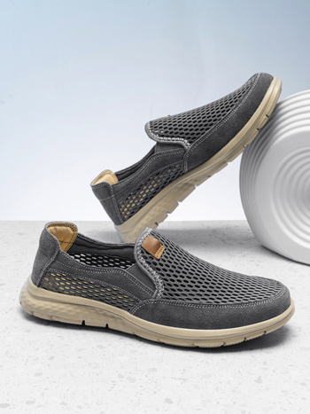 Férfi hálószövéses slip-on loaferek (légáteresztő, Slip-On, alacsony felső rész, kör alakú orr)