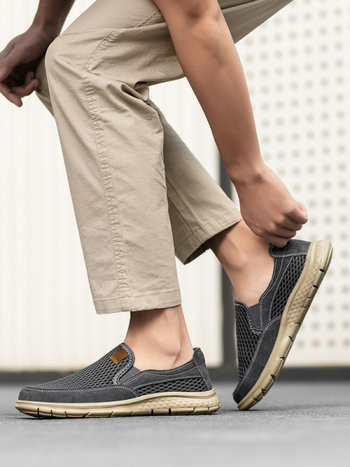 Ανδρικά loafers με πλέγμα (αναπνεύσιμα, Slip-On, χαμηλό ύψος, στρογγυλή μύτη, επίπεδη φτέρνα)