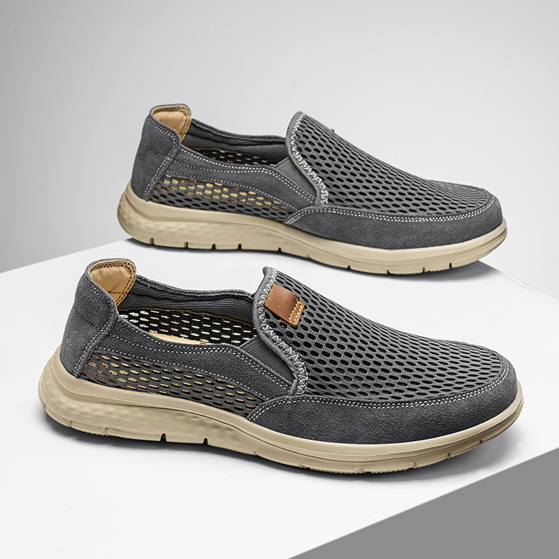 Férfi hálószövéses slip-on loaferek (légáteresztő, Slip-On, alacsony felső rész, kör alakú orr)