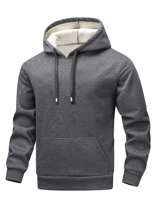 Ανδρικό φλίς πουλόβερ με στρογγυλή λαιμόκοψη, μακριά μανίκια, μονόχρωμο, κανονικού πάχους, πολυεστέρας 81-90%