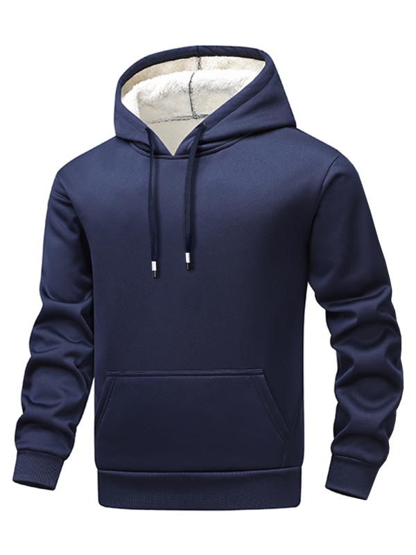 Ανδρικό φλίς πουλόβερ με στρογγυλή λαιμόκοψη, μακριά μανίκια, μονόχρωμο, κανονικού πάχους, πολυεστέρας 81-90%