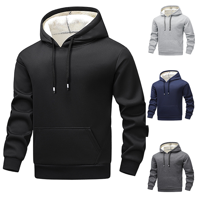 Ανδρικό φλίς πουλόβερ με στρογγυλή λαιμόκοψη, μακριά μανίκια, μονόχρωμο, κανονικού πάχους, πολυεστέρας 81-90%