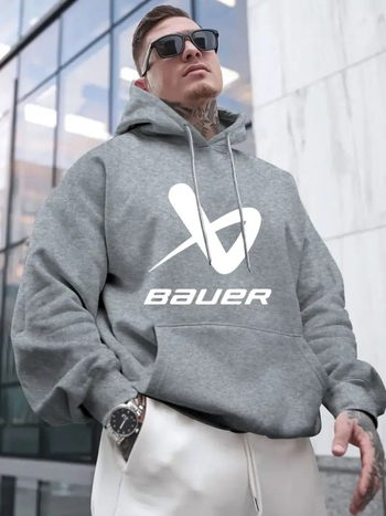 Ανδρικό φούτερ με κουκούλα και εκτύπωση - Πουλόβερ, Πολυεστέρας 96%+, Μακρυμάνικο, Κανονικού πάχους