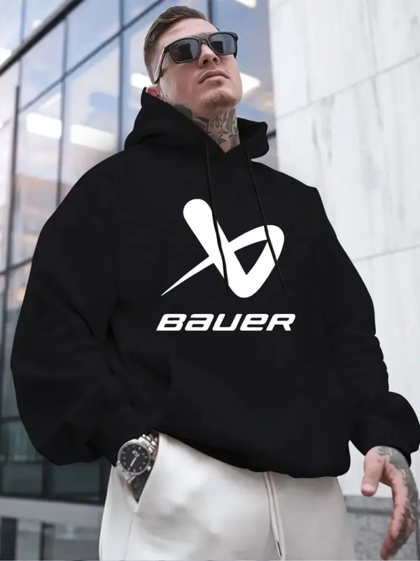 Ανδρικό φούτερ με κουκούλα και εκτύπωση - Πουλόβερ, Πολυεστέρας 96%+, Μακρυμάνικο, Κανονικού πάχους