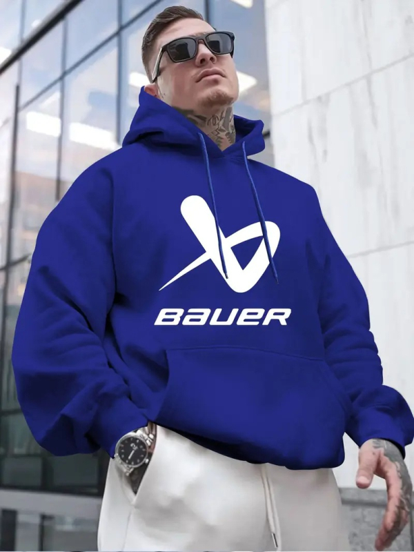 Ανδρικό φούτερ με κουκούλα και εκτύπωση - Πουλόβερ, Πολυεστέρας 96%+, Μακρυμάνικο, Κανονικού πάχους