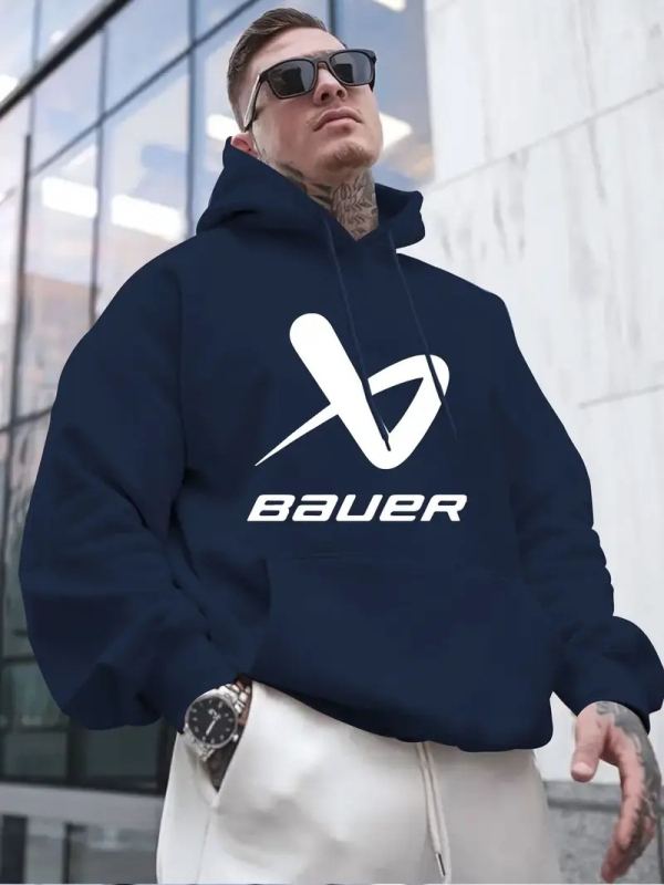 Ανδρικό φούτερ με κουκούλα και εκτύπωση - Πουλόβερ, Πολυεστέρας 96%+, Μακρυμάνικο, Κανονικού πάχους