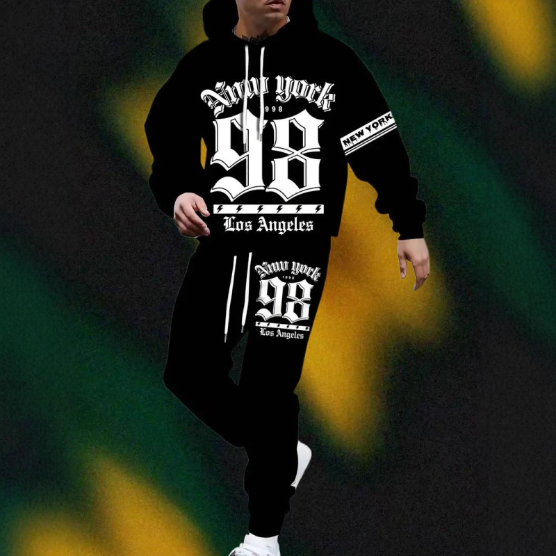 Флорално принтиран комплект с качулка и кардиган стил – топ с дълъг ръкав и дълги панталони (Air Layer плат; полиестер; кардиган стил; дълги ръкави; дълги панталони)