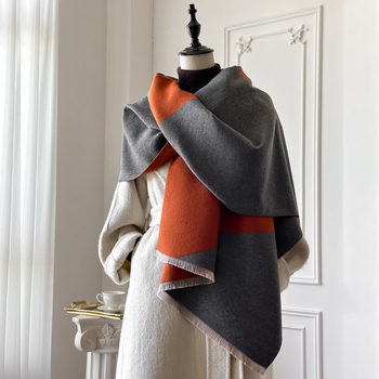 Kašmīra imitēta šalle, poliesters 96%+, warp-knit audums, siltums, jacquard