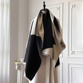 Kašmīra imitēta šalle, poliesters 96%+, warp-knit audums, siltums, jacquard