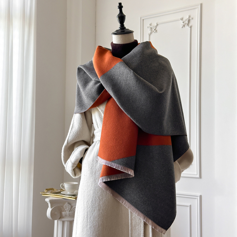 Kašmīra imitēta šalle, poliesters 96%+, warp-knit audums, siltums, jacquard