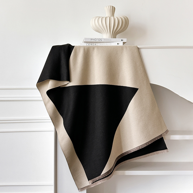 Kašmīra imitēta šalle, poliesters 96%+, warp-knit audums, siltums, jacquard