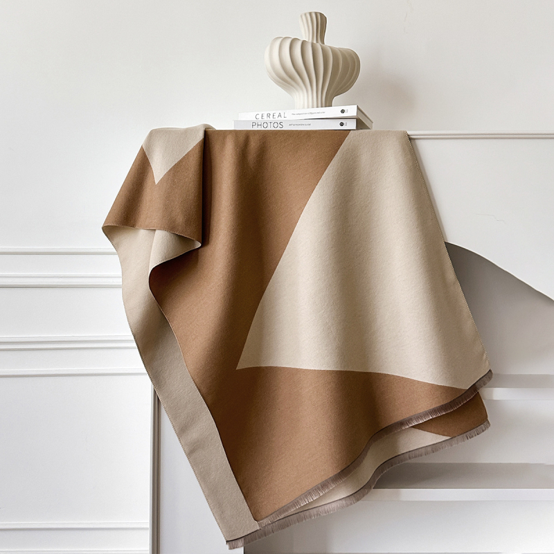 Kašmīra imitēta šalle, poliesters 96%+, warp-knit audums, siltums, jacquard