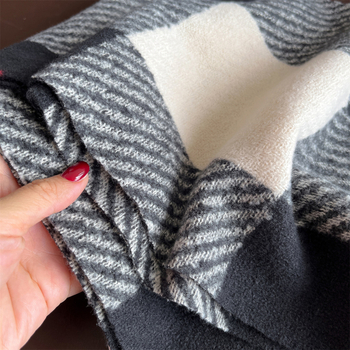 Faux vilnas šalle ar rakstainu rakstu, Warp Knitting tehnoloģija, ziemas siltums, 100% poliesters