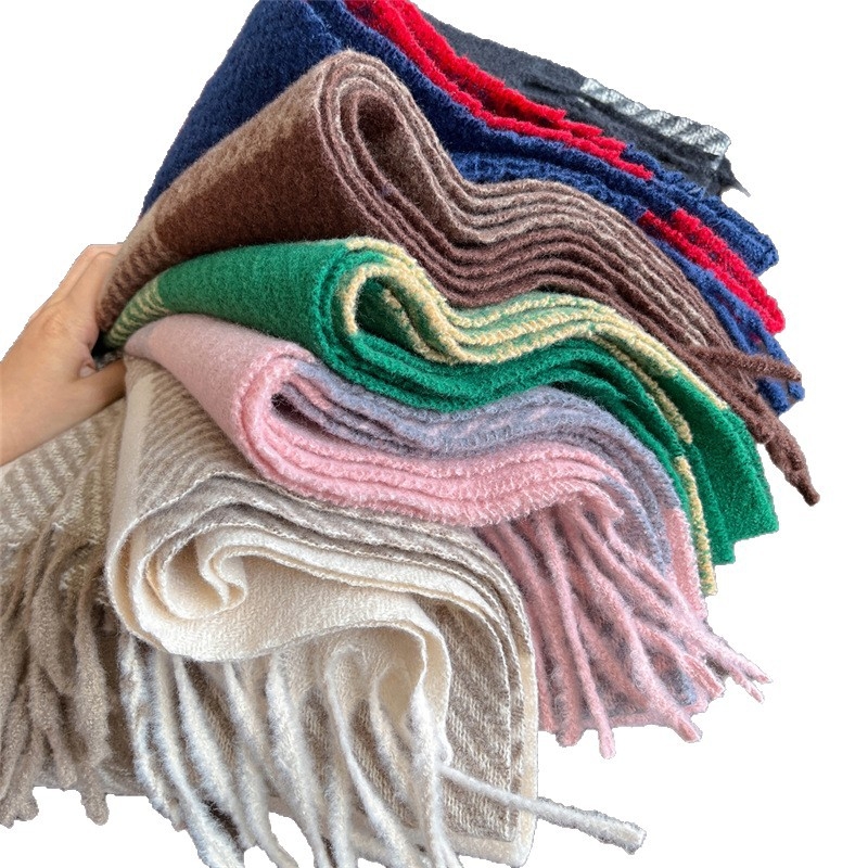 Faux vilnas šalle ar rakstainu rakstu, Warp Knitting tehnoloģija, ziemas siltums, 100% poliesters