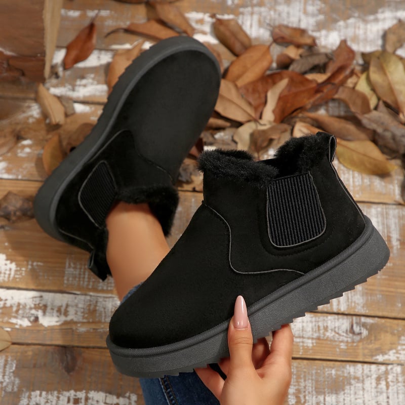 Moterų sniego bateliai – šilta, lengvai užsivelkiami, vidutinio/trumpo aukščio, apvali nosis, stora pada 2,5 cm, viršus iš dirbtinės PU, vidus iš dirbtinės kailio