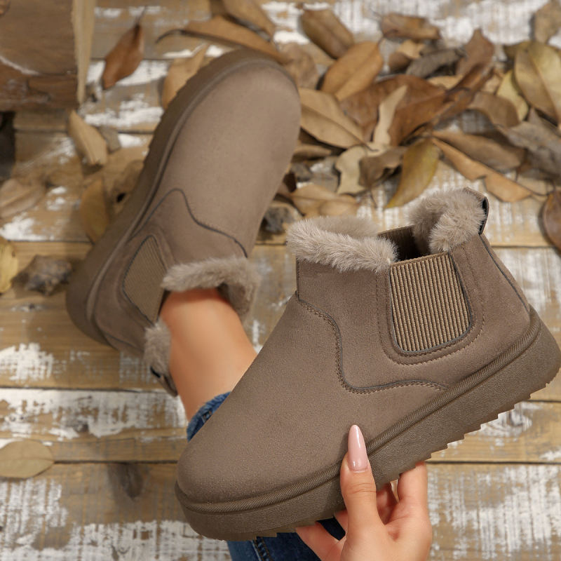 Moterų sniego bateliai – šilta, lengvai užsivelkiami, vidutinio/trumpo aukščio, apvali nosis, stora pada 2,5 cm, viršus iš dirbtinės PU, vidus iš dirbtinės kailio