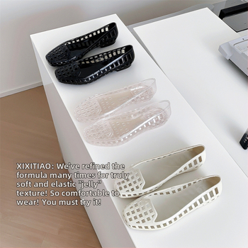 Ženske ravne cipele s kvadratnim vrhom, PVC gornji dio i PVC đon, slip-on, niski potpetica (Kvadratni vrh; PVC gornji dio; PVC đon; slip-on; niski potpetica)