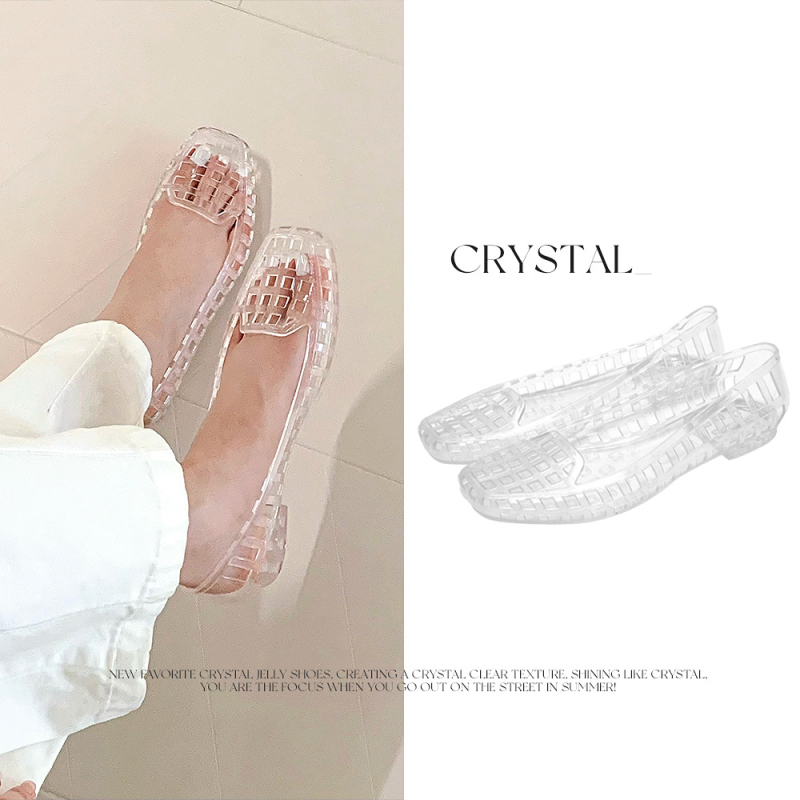 Ženske ravne cipele s kvadratnim vrhom, PVC gornji dio i PVC đon, slip-on, niski potpetica (Kvadratni vrh; PVC gornji dio; PVC đon; slip-on; niski potpetica)