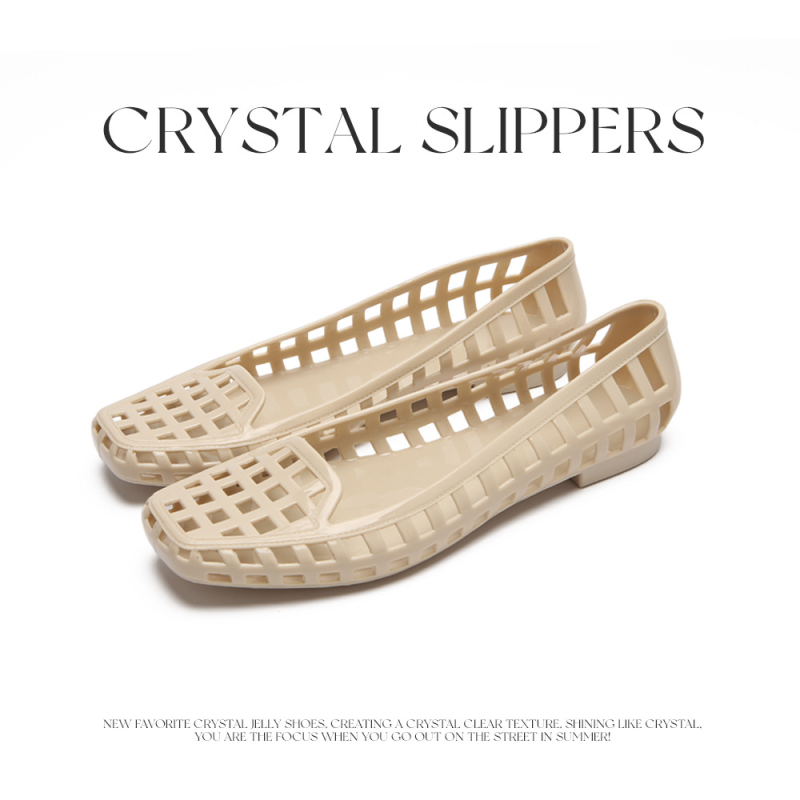 Ženske ravne cipele s kvadratnim vrhom, PVC gornji dio i PVC đon, slip-on, niski potpetica (Kvadratni vrh; PVC gornji dio; PVC đon; slip-on; niski potpetica)