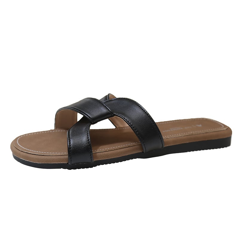 Sandale slip-on pentru femei, din piele artificială, căptușeală Cortex, talpă PVC, antiderapante, rezistente la uzură, vară 2025