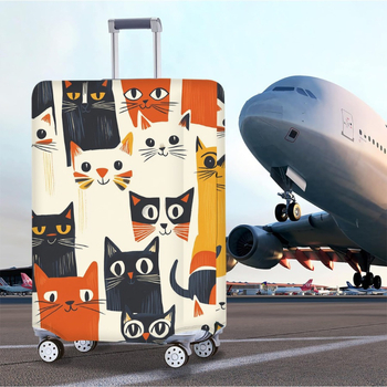 Κάλυμμα βαλίτσας με μοτίβο γάτας σε καρτούν – πολυεστέρας, ανθεκτικό στη σκόνη και στην υγρασία, για βαλίτσες