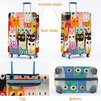 Κάλυμμα βαλίτσας με μοτίβο γάτας σε καρτούν – πολυεστέρας, ανθεκτικό στη σκόνη και στην υγρασία, για βαλίτσες