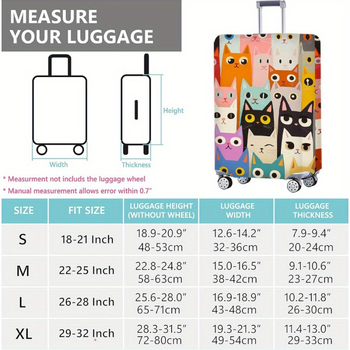 Κάλυμμα βαλίτσας με μοτίβο γάτας σε καρτούν – πολυεστέρας, ανθεκτικό στη σκόνη και στην υγρασία, για βαλίτσες