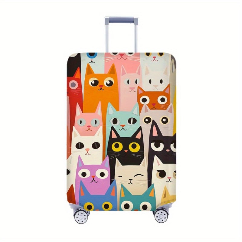 Κάλυμμα βαλίτσας με μοτίβο γάτας σε καρτούν – πολυεστέρας, ανθεκτικό στη σκόνη και στην υγρασία, για βαλίτσες